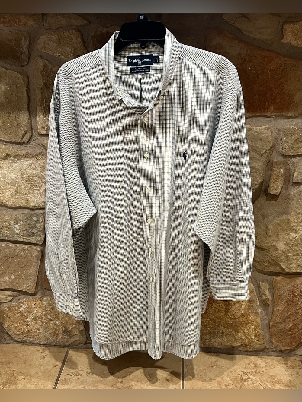 Ralph Lauren Yarmouth Pinpoint Oxford Shirt Men's XL 17 1/2 32/33 Yellow & Blue